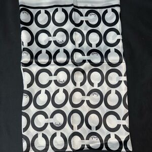 Coach Black and White Signature Circle Print Silk Scarf